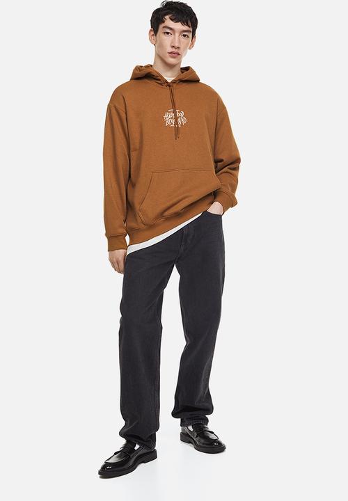 H&M - Relaxed fit printed hoodie - brown / hollywood 