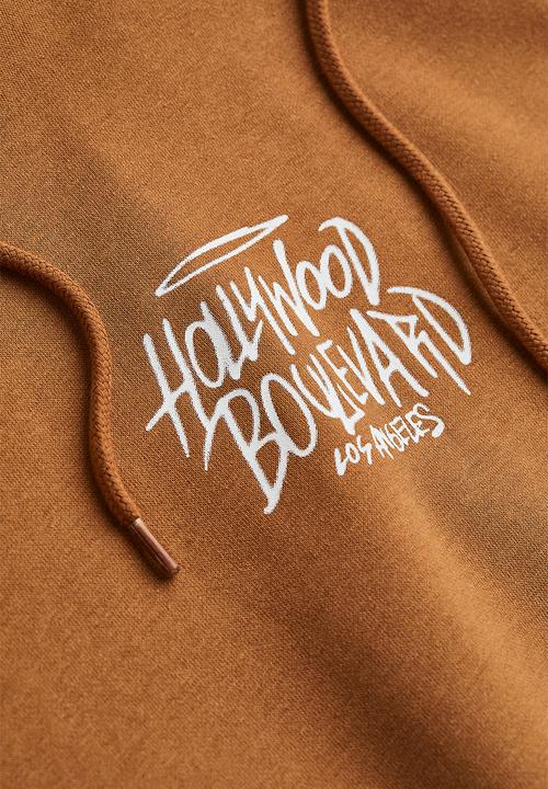 H&M - Relaxed fit printed hoodie - brown / hollywood 