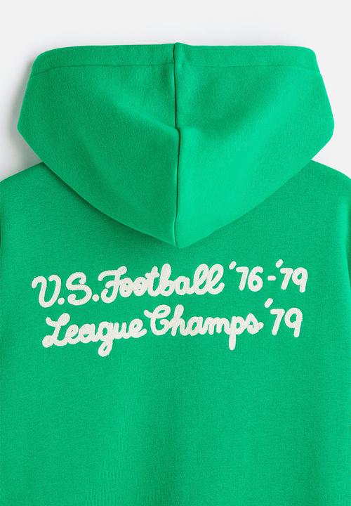 H&M - Relaxed fit printed hoodie - bright green / ny upstate 86