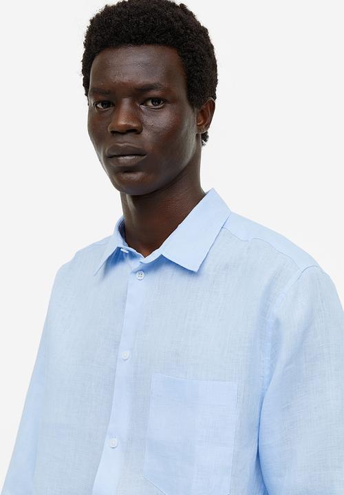 H&M - Regular fit linen shirt - light blue 