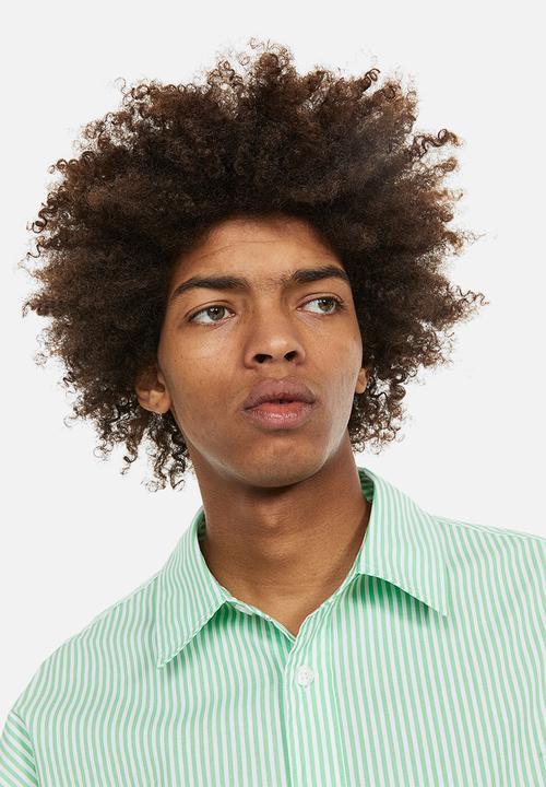 H&M - Oversized fit poplin shirt - light green/striped 