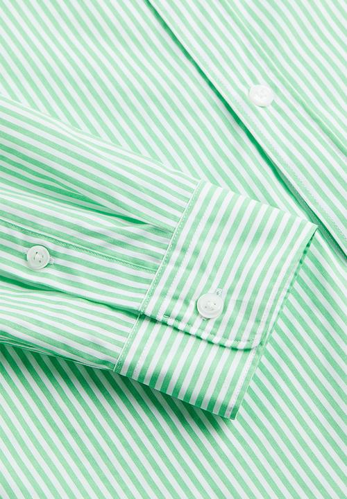H&M - Oversized fit poplin shirt - light green/striped 