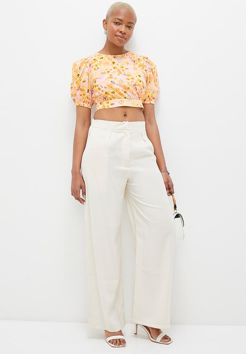 MILLA - Back detail puff sleeve blouse - orange