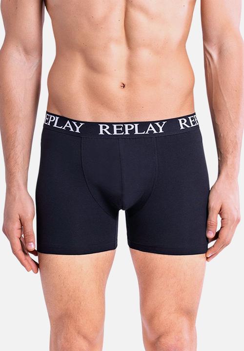 Replay - Replay boxer style 01/c basic cuff logo 3pcs box - black/grey mel/turq