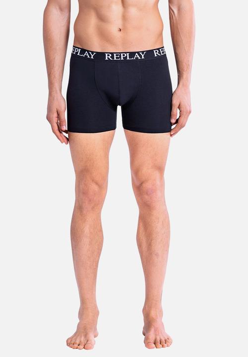 Replay - Replay boxer style 01/c basic cuff logo 3pcs box - black/grey mel/turq
