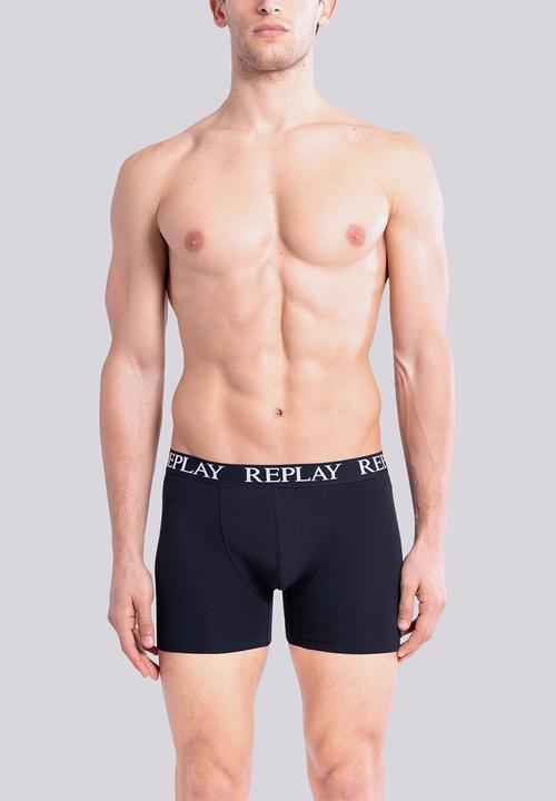 Replay - Replay boxer style 01/c basic cuff logo 3pcs box - black/grey mel/red