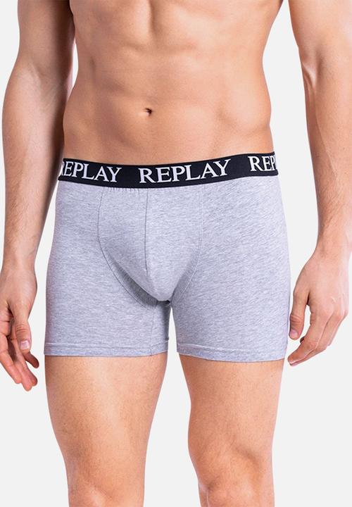 Replay - Replay boxer style 01/c basic cuff logo 3pcs box - black/grey mel/red