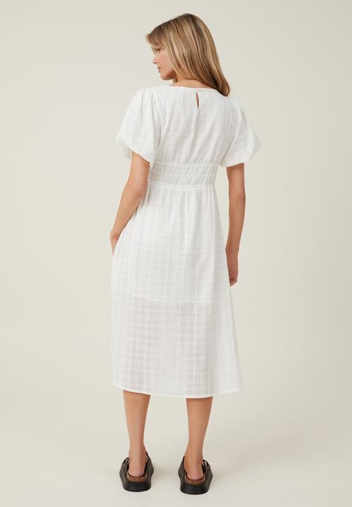 Cotton On - Prairie v-neck midi dress - white