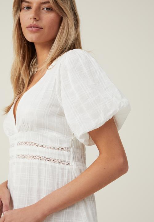 Cotton On - Prairie v-neck midi dress - white