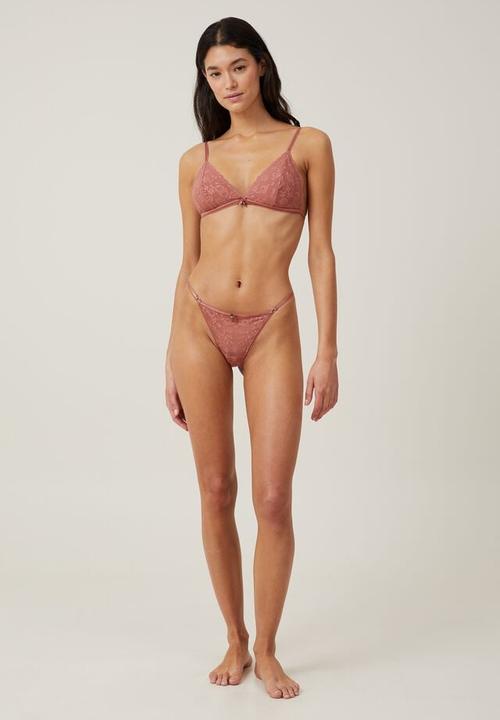 Cotton On - Aurora lace triangle bralette - rose dust