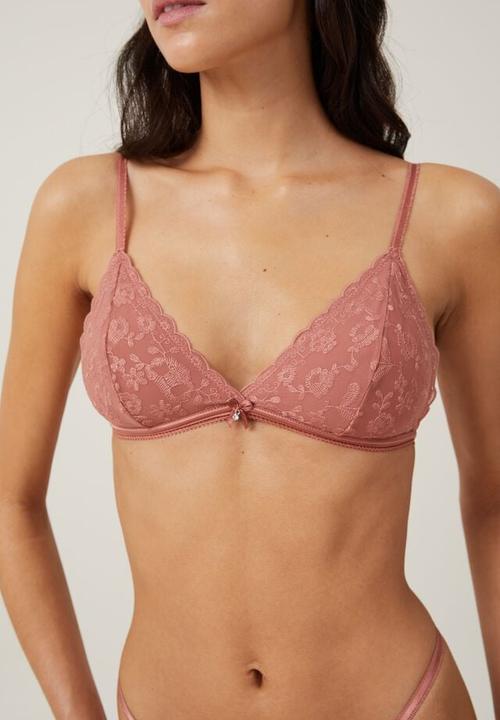 Cotton On - Aurora lace triangle bralette - rose dust
