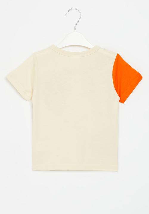 Pop Candy - Printed tee - ecru & orange
