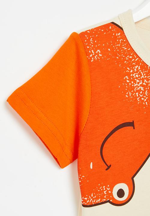Pop Candy - Printed tee - ecru & orange