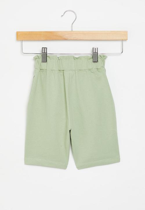 Pop Candy - Elastic waistband short with cord - sage