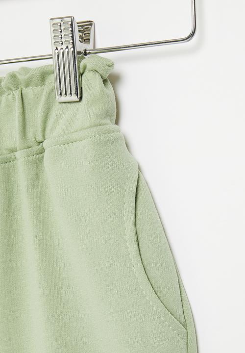 Pop Candy - Elastic waistband short with cord - sage