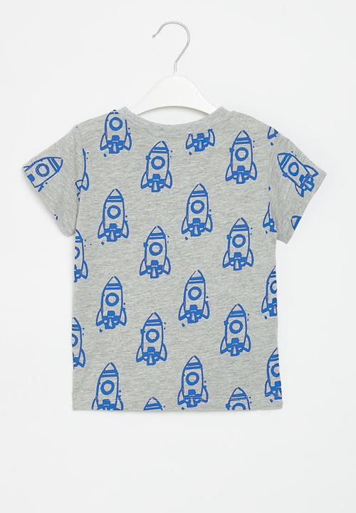 Pop Candy - Printed tee - grey & blue