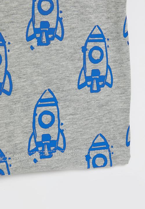 Pop Candy - Printed tee - grey & blue
