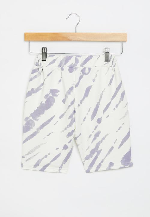 Pop Candy - Elastic waistband short with cord - grey and white