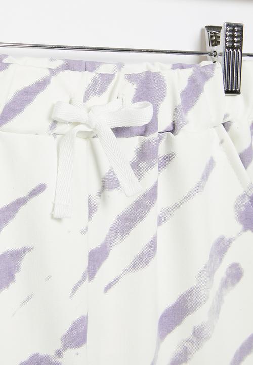 Pop Candy - Elastic waistband short with cord - grey and white