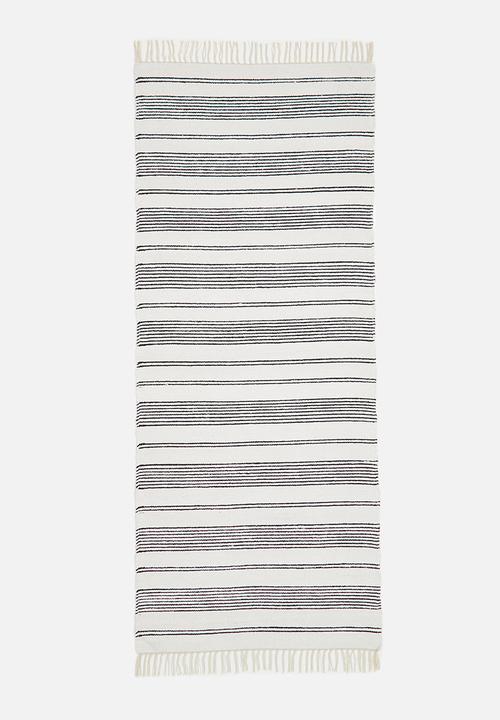 Sixth Floor - Striped cotton chenille runner - black/white