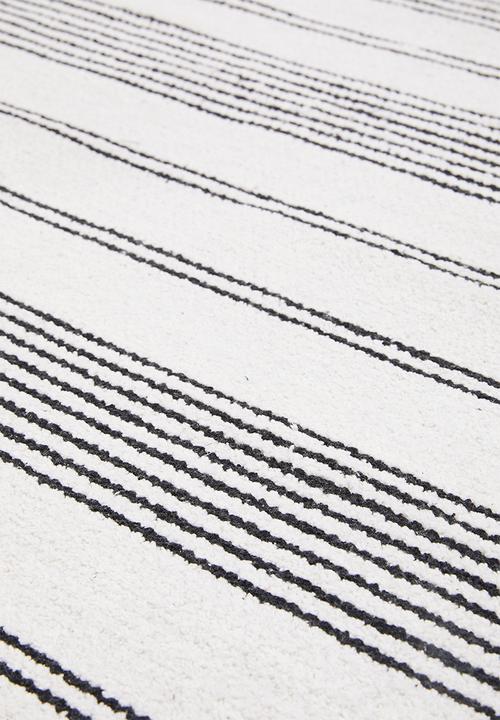 Sixth Floor - Striped cotton chenille runner - black/white