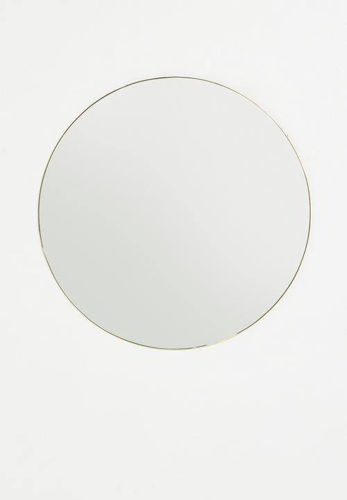H&S - Thin framed round mirror - gold 79cm dia