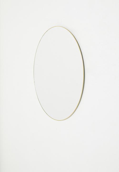 H&S - Thin framed round mirror - gold 79cm dia