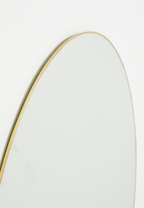 H&S - Thin framed round mirror - gold 79cm dia