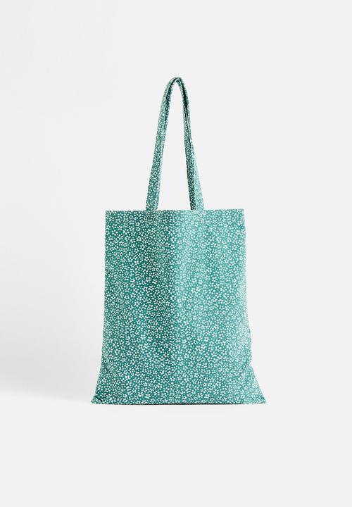 H&M - Printed canvas shopper - green/floral 