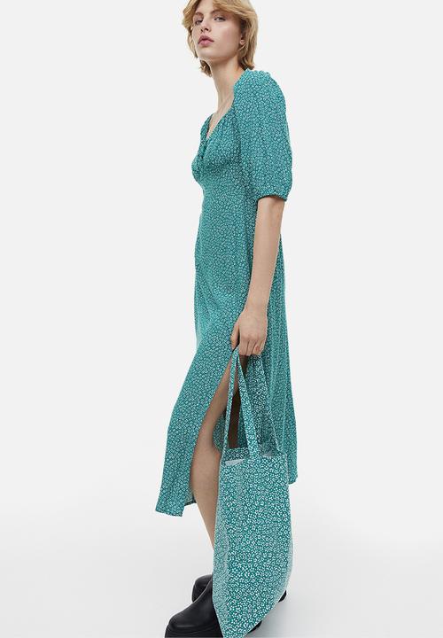 H&M - Printed canvas shopper - green/floral 