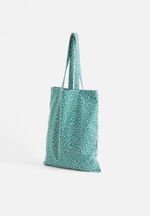 H&M - Printed canvas shopper - green/floral 