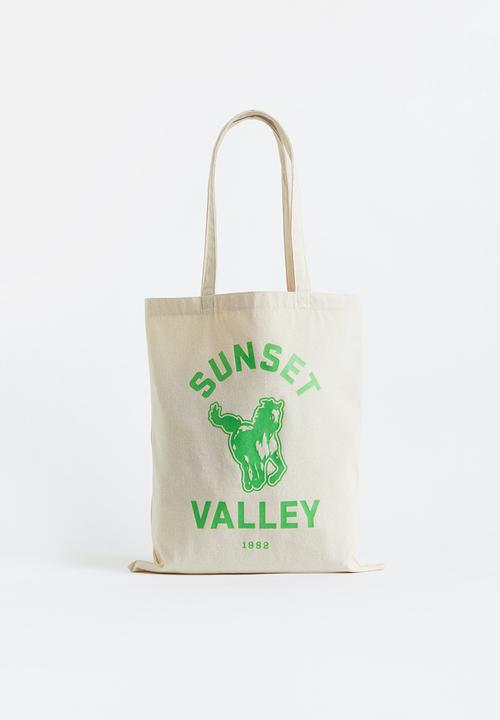 H&M - Printed canvas shopper - cream/sunset valley
