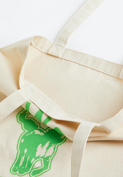H&M - Printed canvas shopper - cream/sunset valley