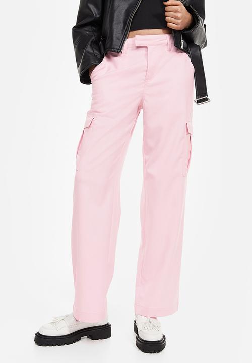 H&M - Straight cargo trousers - light pink 