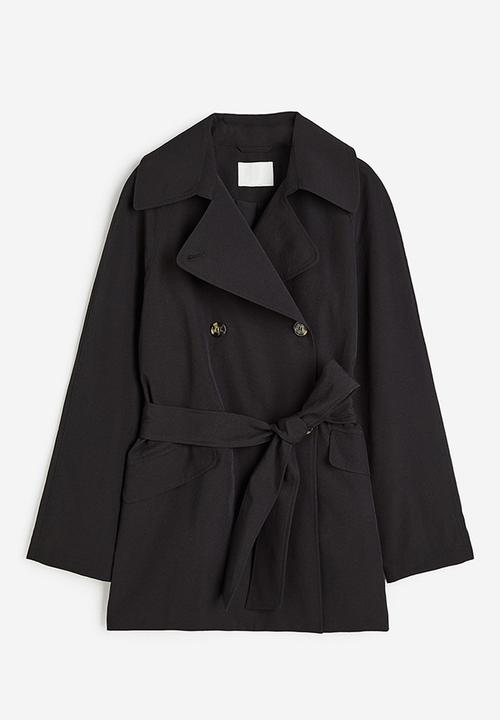 H&M - Double-breasted trench coat - black