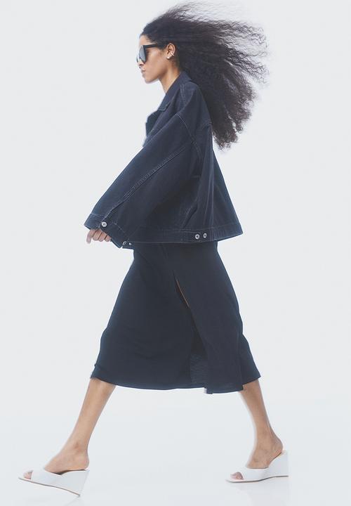 H&M - Square-neck jersey dress - black 