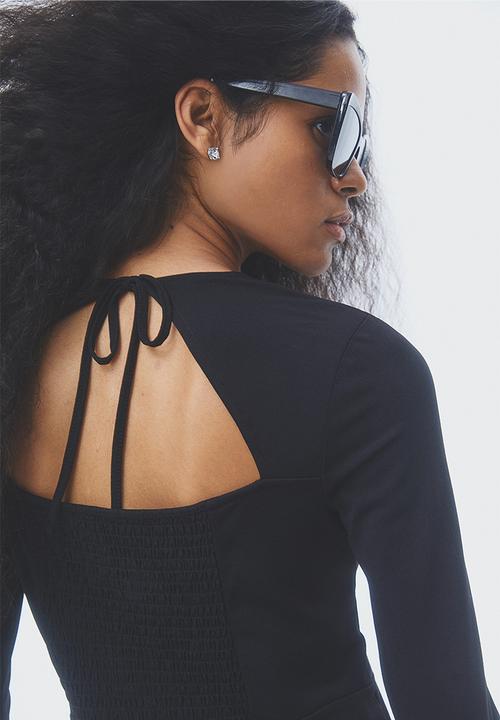 H&M - Square-neck jersey dress - black 