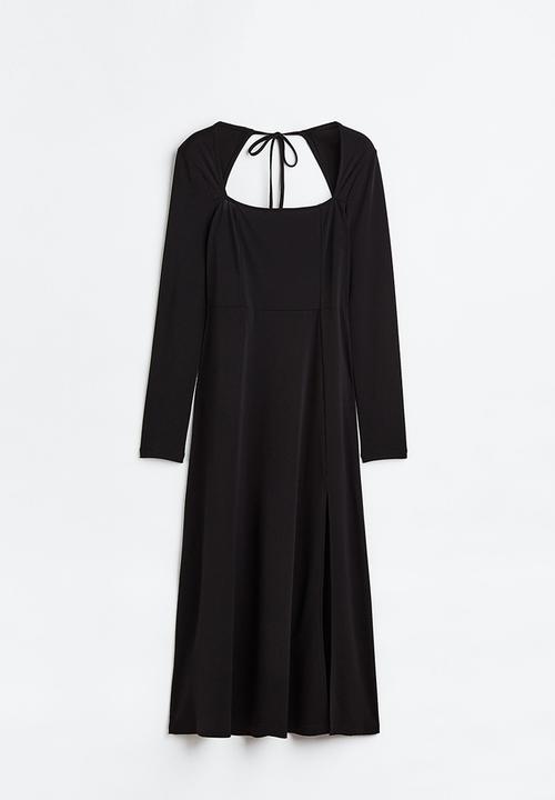 H&M - Square-neck jersey dress - black 