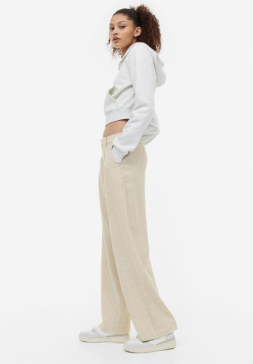 H&M - Linen-blend tailored trousers - light beige