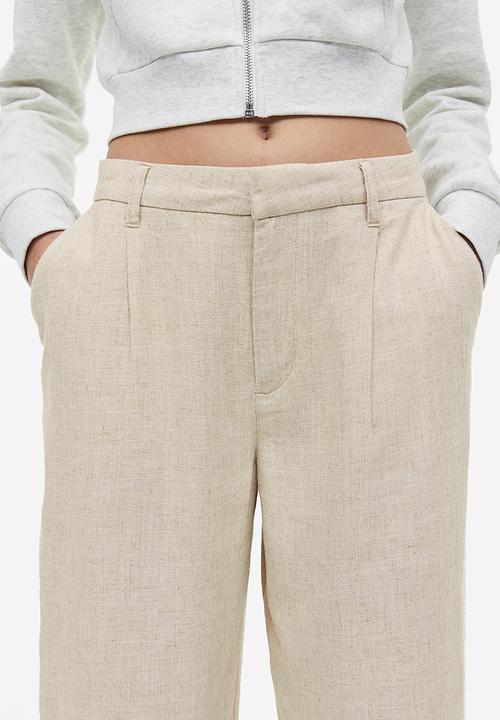 H&M - Linen-blend tailored trousers - light beige