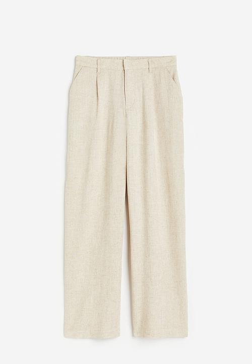 H&M - Linen-blend tailored trousers - light beige