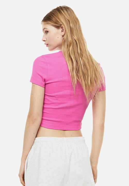 H&M - Ribbed cropped top - cerise