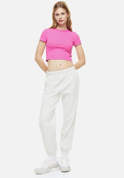 H&M - Ribbed cropped top - cerise