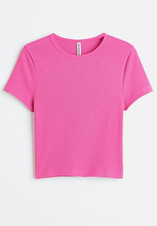 H&M - Ribbed cropped top - cerise