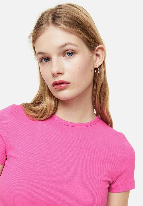 H&M - Ribbed cropped top - cerise