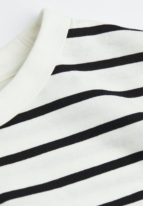 H&M - Cotton jersey top - white/striped