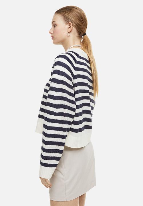 H&M - Short jumper - navy blue/striped 