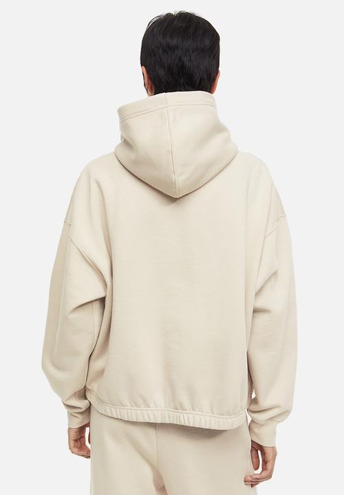 H&M - Boxy drawstring hoodie - light greige