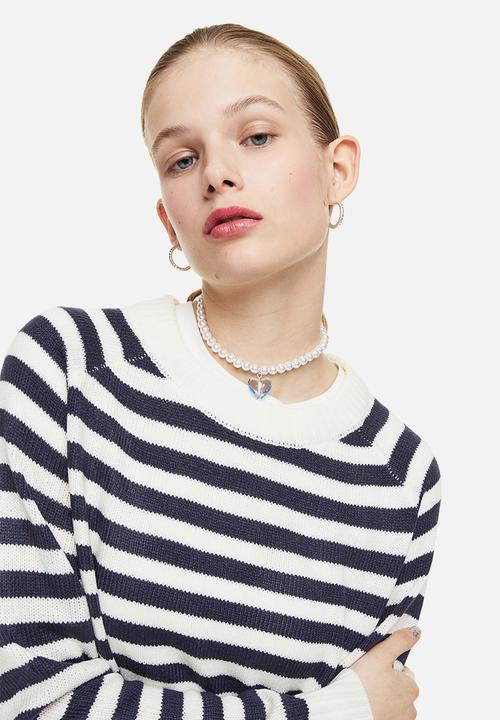H&M - Short jumper - navy blue/striped 