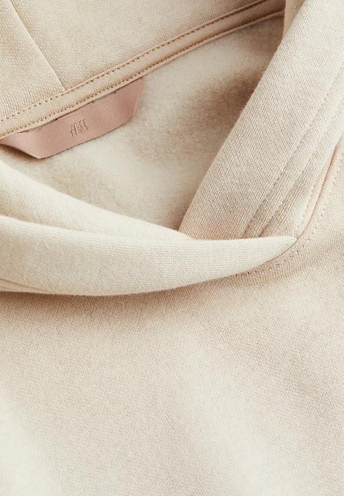 H&M - Boxy drawstring hoodie - light greige